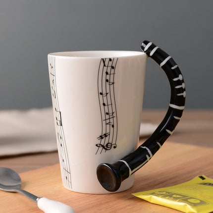 Elegancki Kubek Ceramiczny 12 Uncji z Ilustracjami Instrumentów Muzycznych – Stylowy Ceramiczny Kubek dla Miłośników Muzyki 9