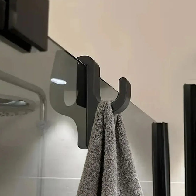 Elegancki Wieszak Łazienkowy na Ręczniki - Szklany Haczyk Prysznicowy, Kompaktowy Design 3D, Czarny/Biały 4