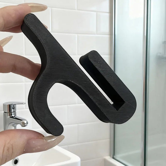 Elegancki Wieszak Łazienkowy na Ręczniki - Szklany Haczyk Prysznicowy, Kompaktowy Design 3D, Czarny/Biały 6