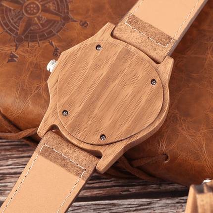Elegancki Zegarek Męski z Naturalnego Bambusa i Skórzanym Paskiem – Stylowy Czasomierz Kwarcowy na Każdą Okazję 1