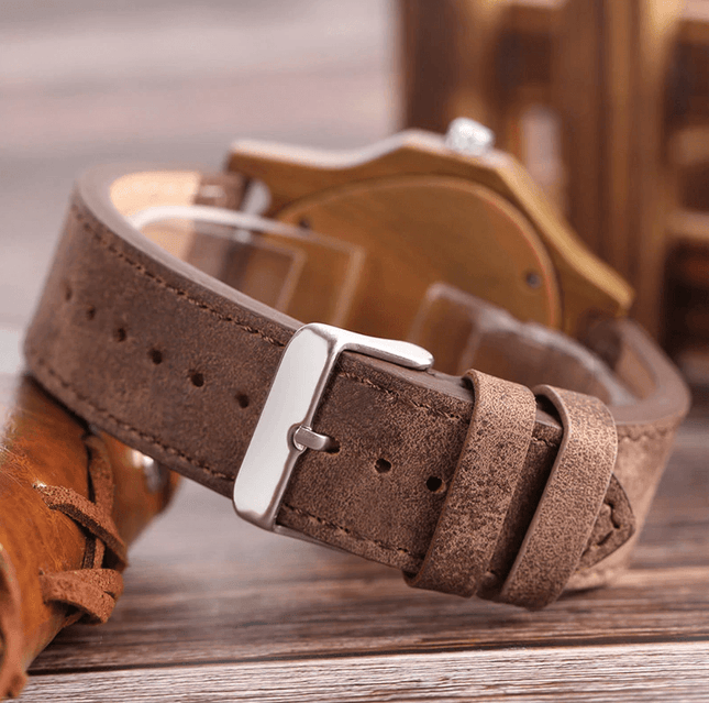 Elegancki Zegarek Męski z Naturalnego Bambusa i Skórzanym Paskiem – Stylowy Czasomierz Kwarcowy na Każdą Okazję 3