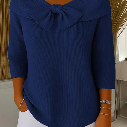 Elegancki sweter z kokardką i dopasowanym krojem – minimalistyczny styl na każdą okazję 4