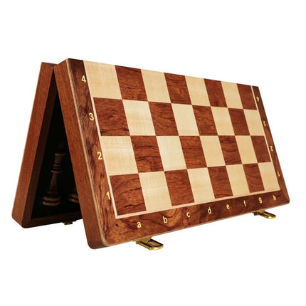 Eleganckie Drewniane Szachy Składane z Orzecha Włoskiego – Klasyczny Zestaw Szachowy 39x39 cm 5