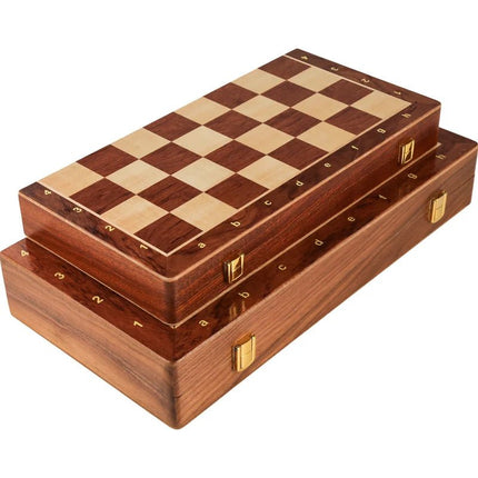 Eleganckie Drewniane Szachy Składane z Orzecha Włoskiego – Klasyczny Zestaw Szachowy 39x39 cm 6
