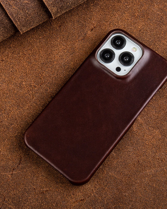 Eleganckie Etui na Telefon iPhone 13 z Olejowoskowej Skóry – Kompatybilne z MagSafe, Ochrona Przed Zabrudzeniami i Zadrapaniami 0