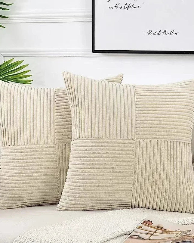 Eleganckie i miękkie poszewki na poduszki z weluru prążkowanego 1