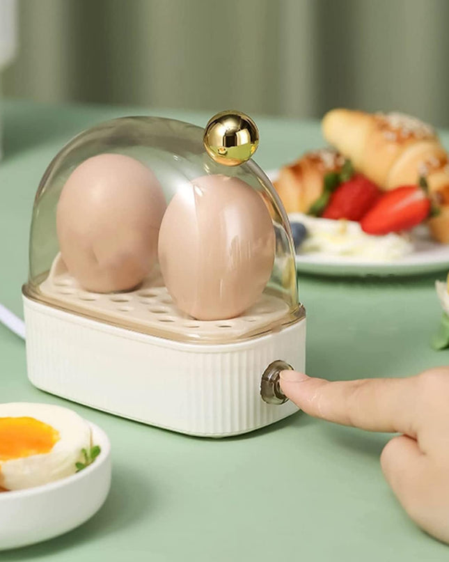 Elektryczny garnek do gotowania jajek z 3 ustawieniami gotowania, umożliwiający ugotowanie 2 idealnie ugotowanych jajek – kompaktowy i przenośny 1