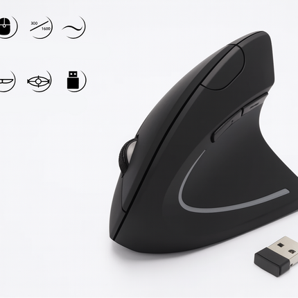 Ergonomiczna bezprzewodowa mysz pionowa z regulacją DPI – lekka i wygodna konstrukcja do domu i biura 0
