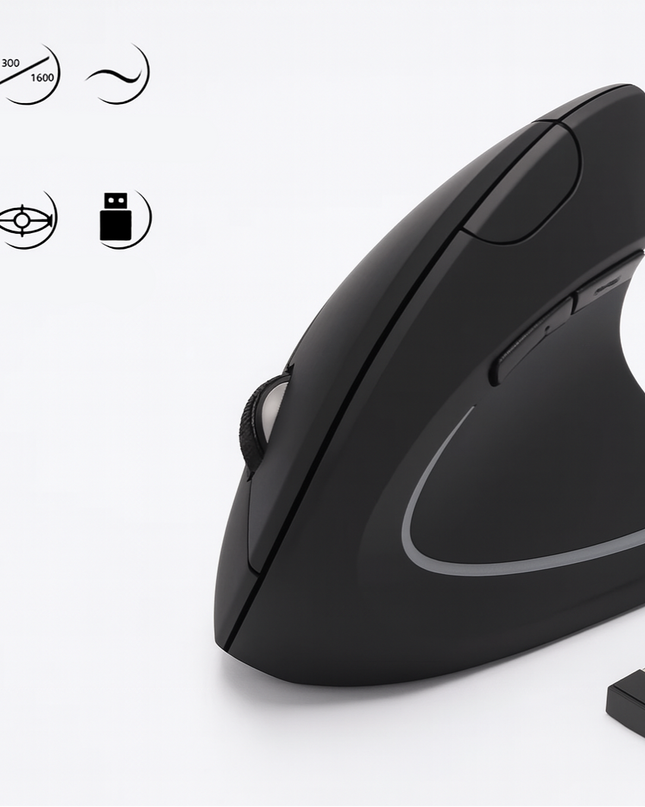 Ergonomiczna bezprzewodowa mysz pionowa z regulacją DPI – lekka i wygodna konstrukcja do domu i biura 0