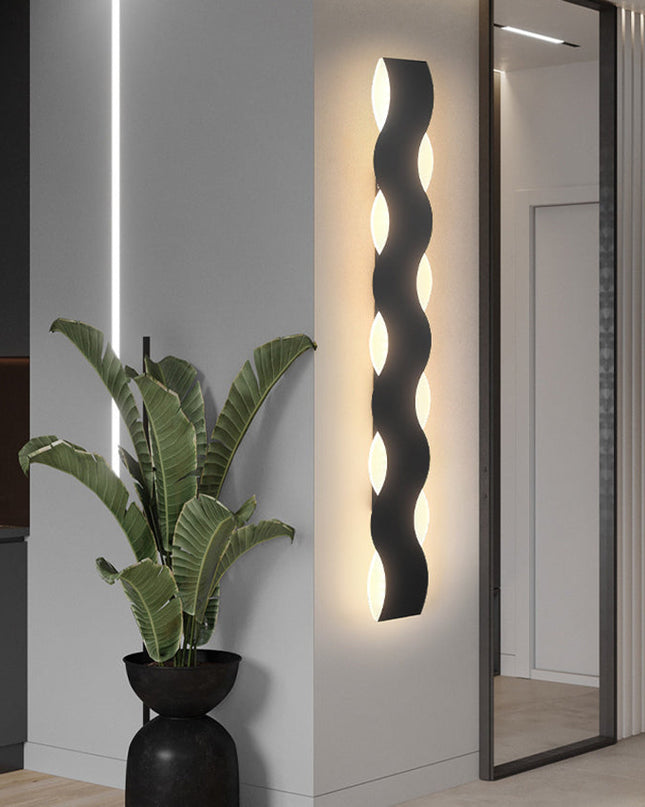 Falisty Kinkiet Zewnętrzny LED, Wodoodporny, Nowoczesny Design, Różne Wymiary, Żelazo i Akryl 0