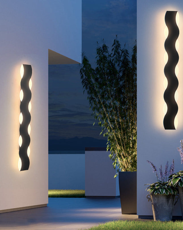 Falisty Kinkiet Zewnętrzny LED, Wodoodporny, Nowoczesny Design, Różne Wymiary, Żelazo i Akryl 1