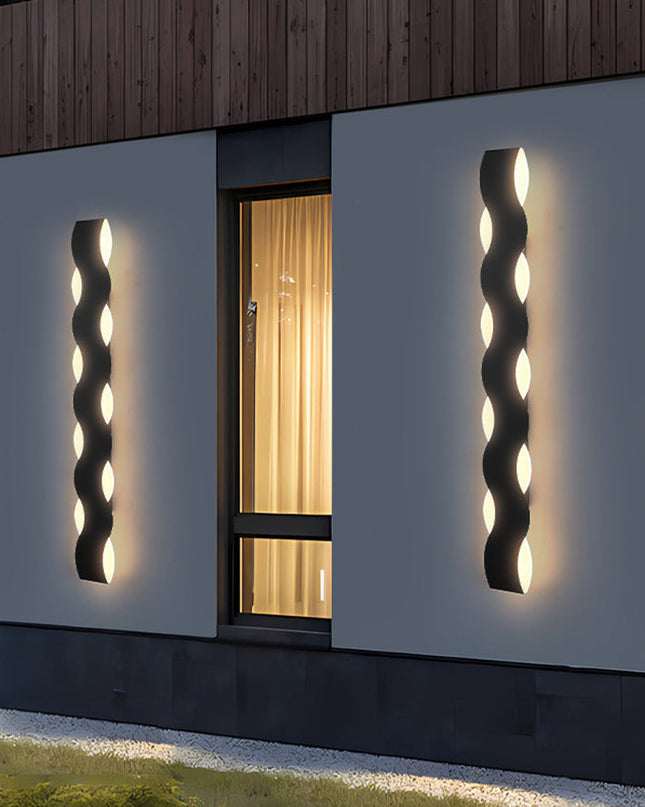 Falisty Kinkiet Zewnętrzny LED, Wodoodporny, Nowoczesny Design, Różne Wymiary, Żelazo i Akryl 2