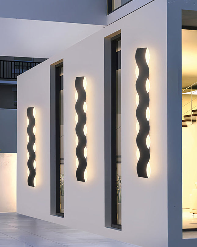 Falisty Kinkiet Zewnętrzny LED, Wodoodporny, Nowoczesny Design, Różne Wymiary, Żelazo i Akryl 3