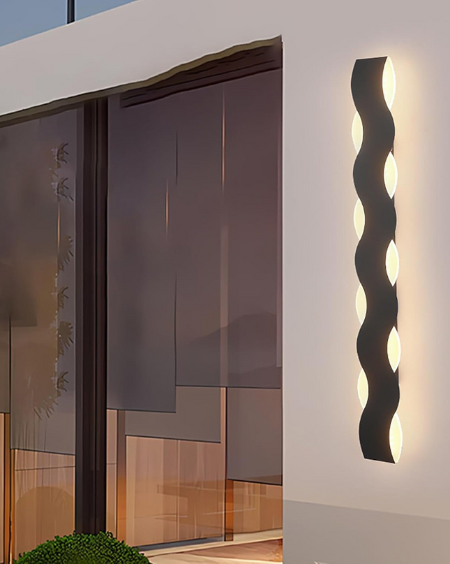 Falisty Kinkiet Zewnętrzny LED, Wodoodporny, Nowoczesny Design, Różne Wymiary, Żelazo i Akryl 4