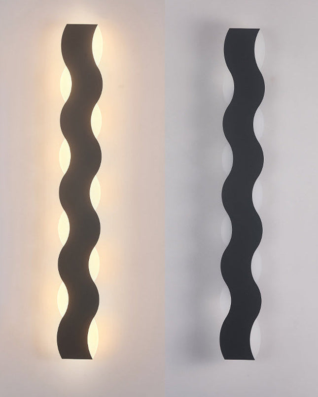 Falisty Kinkiet Zewnętrzny LED, Wodoodporny, Nowoczesny Design, Różne Wymiary, Żelazo i Akryl 7