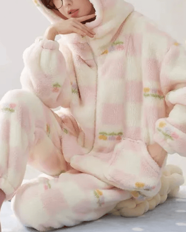 FluffyWarm - 2-częściowy, przytulny, zimowy komplet piżamowy - miękki i puszysty komplet wypoczynkowy dla kobiet 1