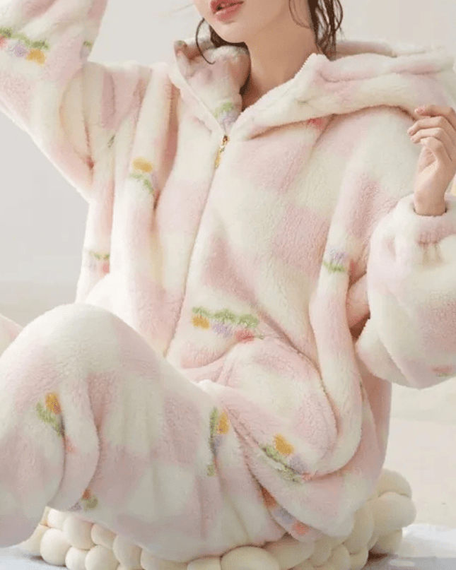 FluffyWarm - 2-częściowy, przytulny, zimowy komplet piżamowy - miękki i puszysty komplet wypoczynkowy dla kobiet 2