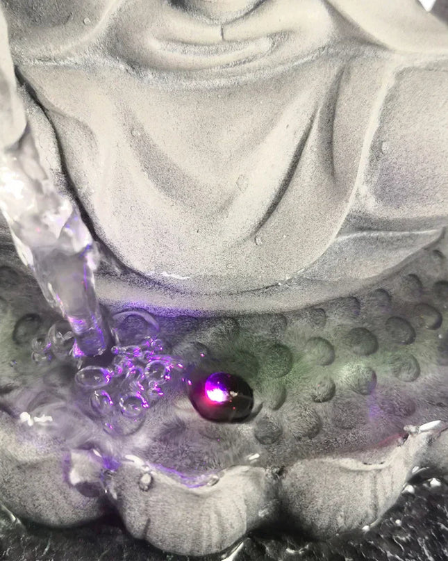 Fontanna z Buddą – Relaksująca Dekoracja do Domu i Ogrodu, Wysokość 21 cm, Wytrzymały Plastik i Ceramika 2