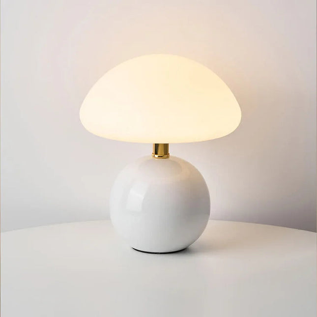 Francuska Lampa Grzybowa Ceramiczna 20 cm – Styl Bauhaus, Trzy Kolory Światła, Idealna do Salonu i Sypialni 0