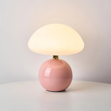 Francuska Lampa Grzybowa Ceramiczna 20 cm – Styl Bauhaus, Trzy Kolory Światła, Idealna do Salonu i Sypialni 11