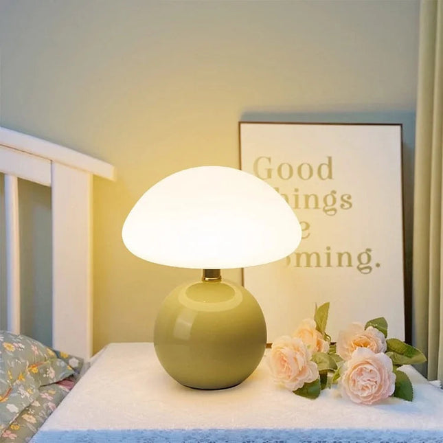 Francuska Lampa Grzybowa Ceramiczna 20 cm – Styl Bauhaus, Trzy Kolory Światła, Idealna do Salonu i Sypialni 6