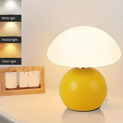 Francuska Lampa Grzybowa Ceramiczna 20 cm – Styl Bauhaus, Trzy Kolory Światła, Idealna do Salonu i Sypialni 7