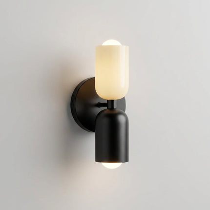 Geometryczna lampa ścienna z miękkim, nastrojowym światłem – nowoczesne oświetlenie kinkietowe z metalu i matowego szkła 2