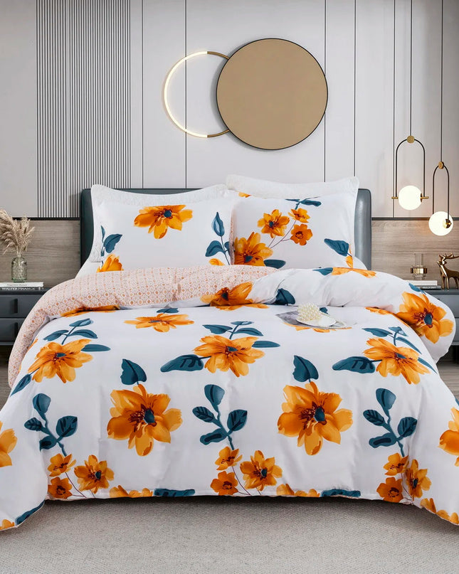 Geometryczny Zestaw Poszewek na Kołdrę 200x220 – Niebiesko-Pomarańczowy Styl Retro z Miękkiego Materiału 6