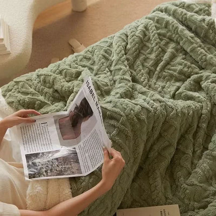 Gruby koc zimowy z wełny jagnięcej i flaneli mikrofibry, dwustronny, ciepły 1