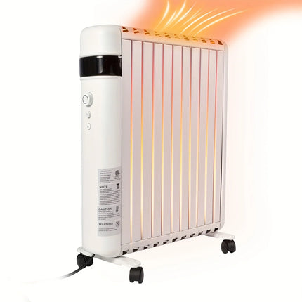 Grzejnik panelowy konwekcyjny z termostatem i kółkami, 1500 W, biały, mobilny ogrzew 8