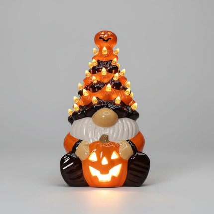 Halloweenowa latarnia gnom z diodą LED, vintage dekoracja z żywicy idealna do sypialni i sezonowych wyst 0