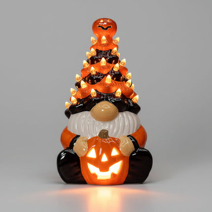 Halloweenowa latarnia gnom z diodą LED, vintage dekoracja z żywicy idealna do sypialni i sezonowych wyst 3