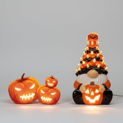 Halloweenowa latarnia gnom z diodą LED, vintage dekoracja z żywicy idealna do sypialni i sezonowych wyst 4