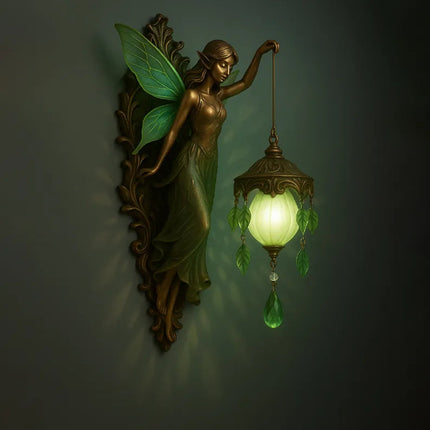 Handmade Wall Lamp with Soft LED Lighting – Fantasy Spiritual Motif – Wireless Wall Sconce 3