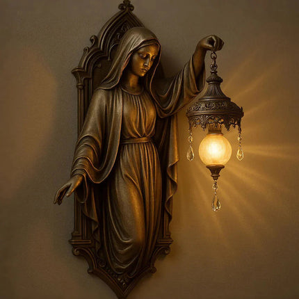 Handmade Wall Lamp with Soft LED Lighting – Fantasy Spiritual Motif – Wireless Wall Sconce 4