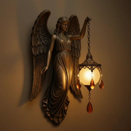 Handmade Wall Lamp with Soft LED Lighting – Fantasy Spiritual Motif – Wireless Wall Sconce 6