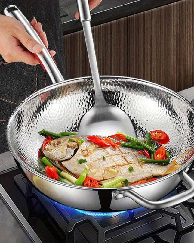 Indukcyjny Wok z Czystego Tytanu 32 cm – Patelnia Wok z Okrągłym Dnem, Idealna do Smażenia i Gotowania 2