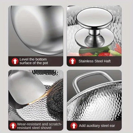 Indukcyjny Wok z Czystego Tytanu 32 cm – Patelnia Wok z Okrągłym Dnem, Idealna do Smażenia i Gotowania 5