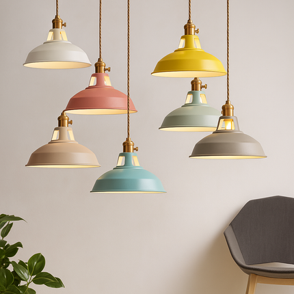 Industrialna lampa wisząca LED z kolorowym metalowym kloszem – Dome Design 0