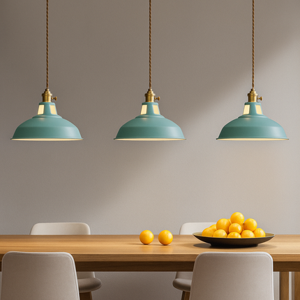 Industrialna lampa wisząca LED z kolorowym metalowym kloszem – Dome Design 4