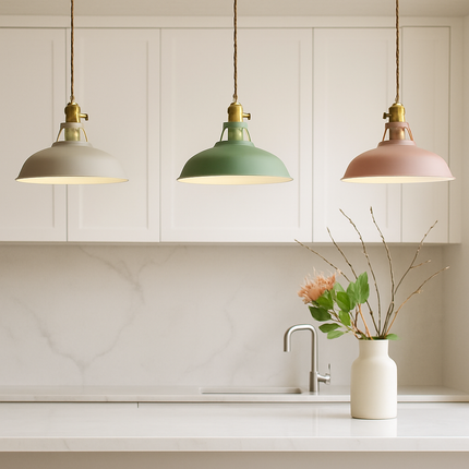 Industrialna lampa wisząca LED z kolorowym metalowym kloszem – Dome Design 5