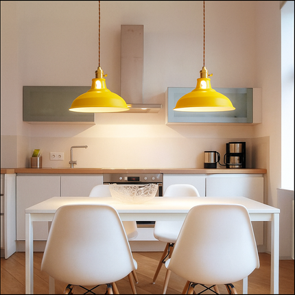 Industrialna lampa wisząca LED z kolorowym metalowym kloszem – Dome Design 8