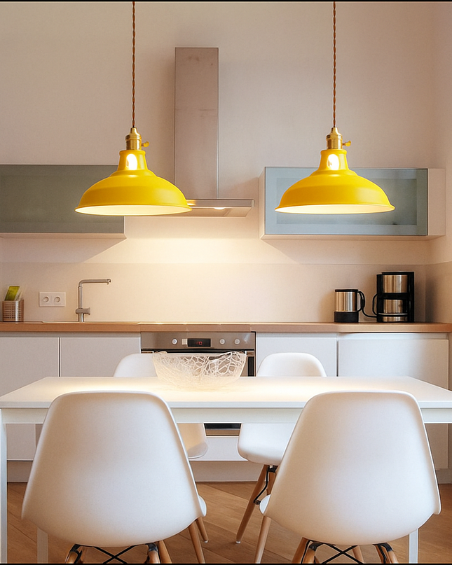 Industrialna lampa wisząca LED z kolorowym metalowym kloszem – Dome Design 8