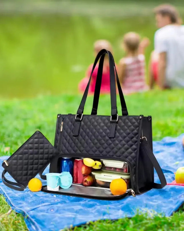 Insulated Laptop Bag with Water-Repellent Material and Spacious Compartments – Black and Beige 3