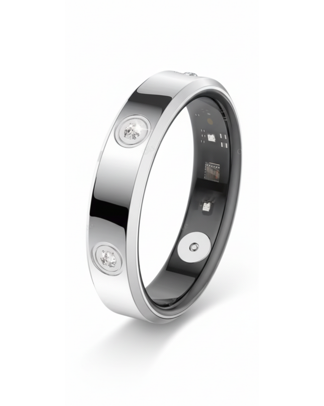 Inteligentny Pierścionek Dla Kobiet Aurora Luman – Srebrny, Stal Nierdzewna, Monitorowanie Aktywności, Lekki Design 0