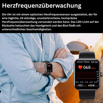 Inteligentny Zegarek z Monitorowaniem Glukozy, Tętna i Ciśnienia Krwi – Nowoczesny Design z Ekranem Dotykowym 1,91 8