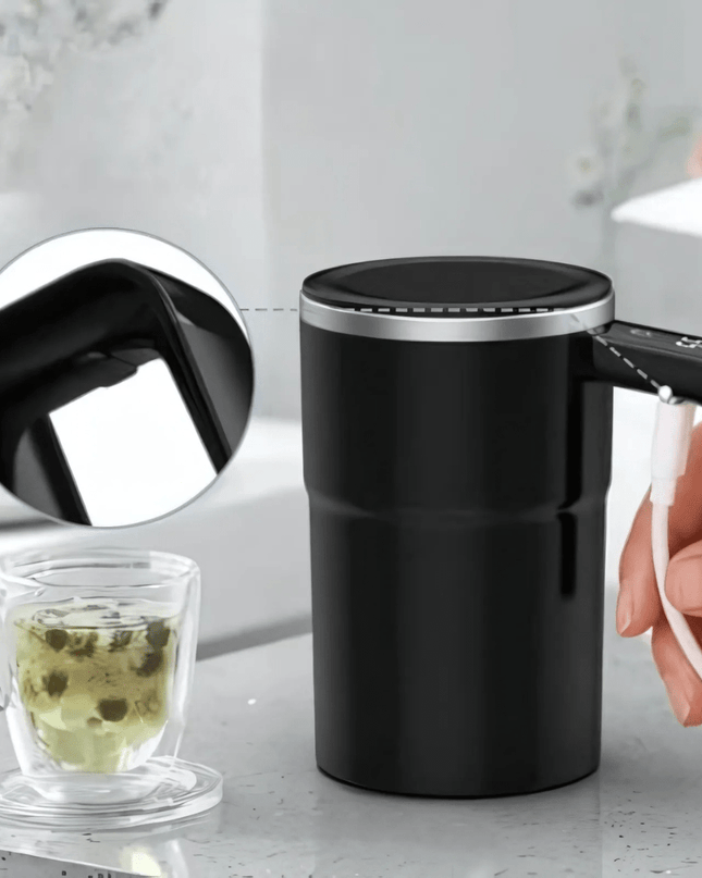 Inteligentny kubek do kawy z automatycznym mieszadłem i wyświetlaczem temperatury – 380 ml, stal nierdzewna 1