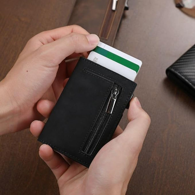 Inteligentny portfel blokujący RFID z szybkim dostępem do kart – oryginalna skóra i kompaktowa konstrukcja z aluminium 3