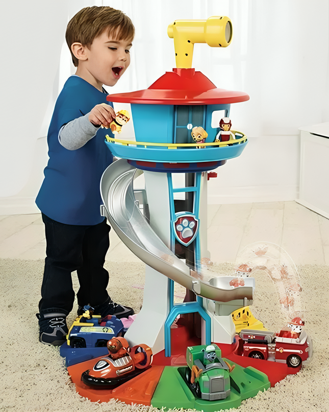 Interaktywna Wieża Zabaw Z Slajdem I Figurkami Dla Dzieci - Kreatywna Edukacyjna Zabawka 0