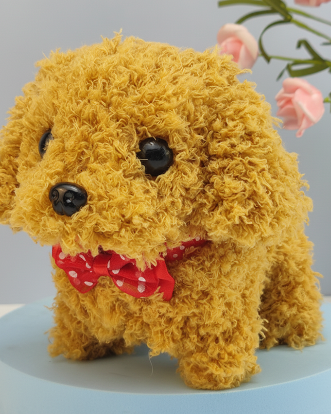 Interaktywna pluszowa zabawka w kształcie szczeniaka z realistycznym dźwiękiem i ruchem – miękki i przytulny towarzysz dla dzieci 0